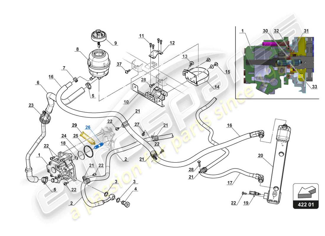 lamborghini gt3 (2017) power steering pump part diagram