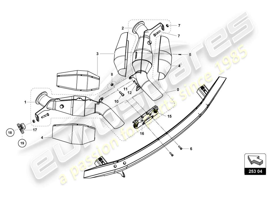 lamborghini super trofeo evo (2018) muffler part diagram