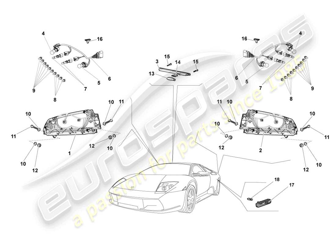 lamborghini lp640 roadster (2008) tail light part diagram