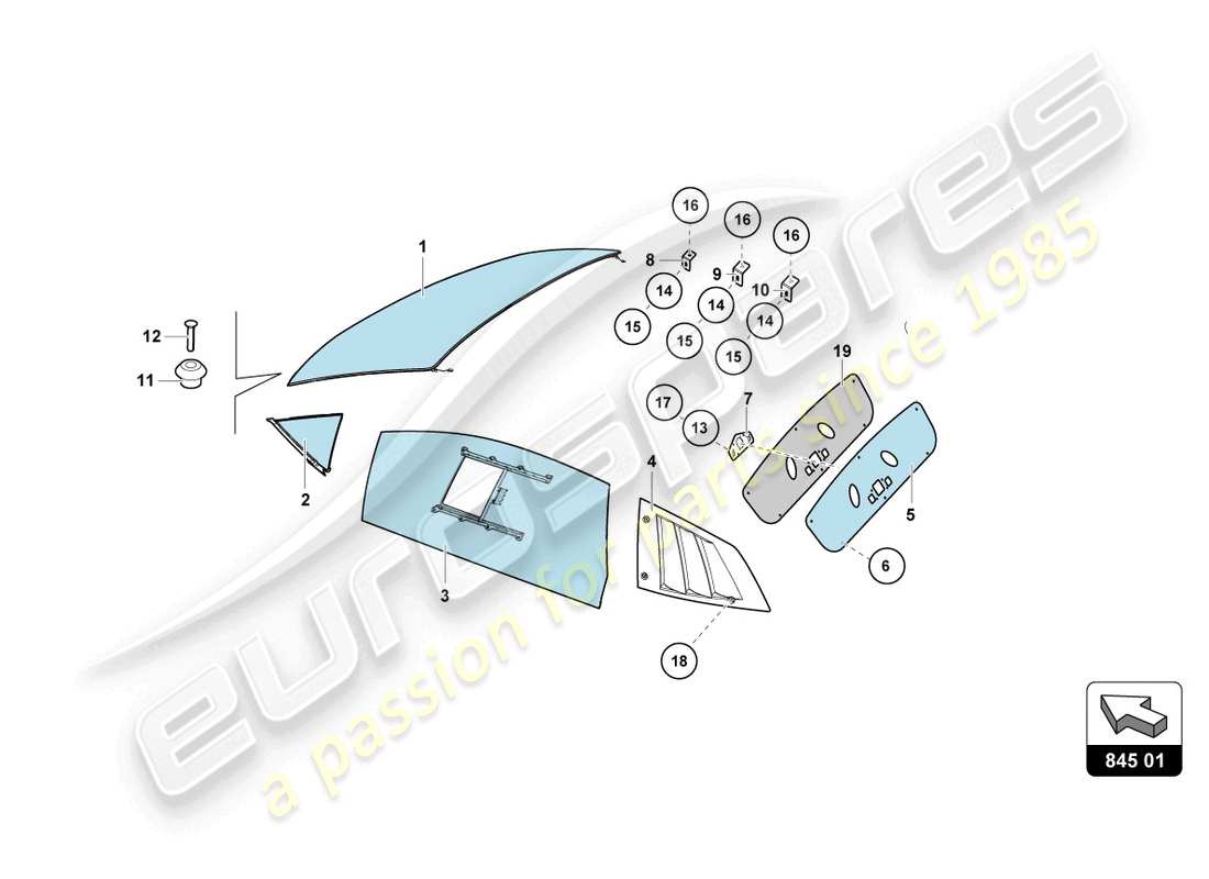 lamborghini super trofeo (2015) windows parts diagram