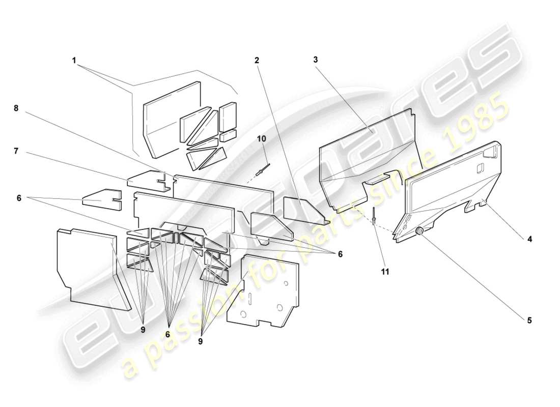 lamborghini lp670-4 sv (2010) heat shield parts diagram