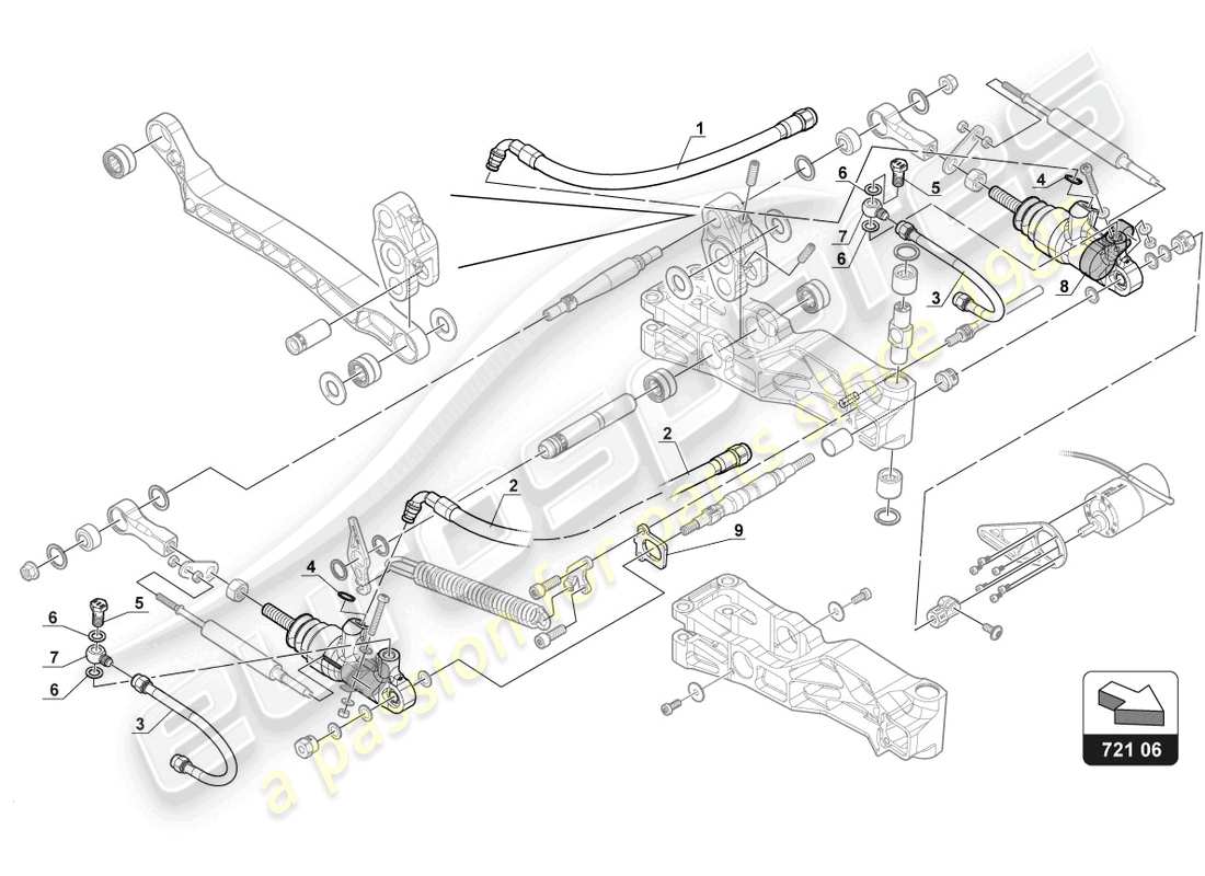 lamborghini gt3 evo (2018) pedal mechanism part diagram