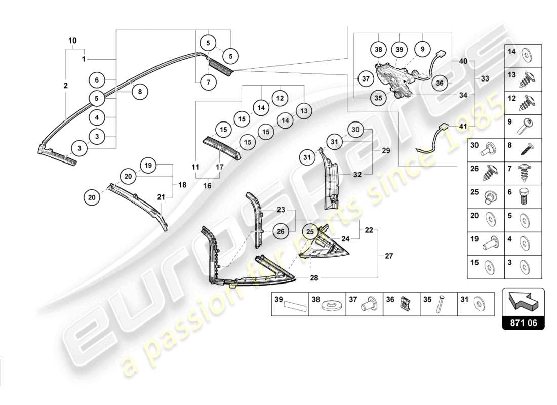 lamborghini evo spyder (2023) seal part diagram