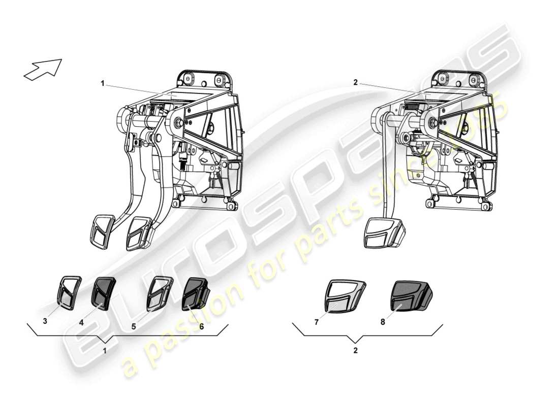 lamborghini lp550-2 coupe (2011) brake pedal parts diagram