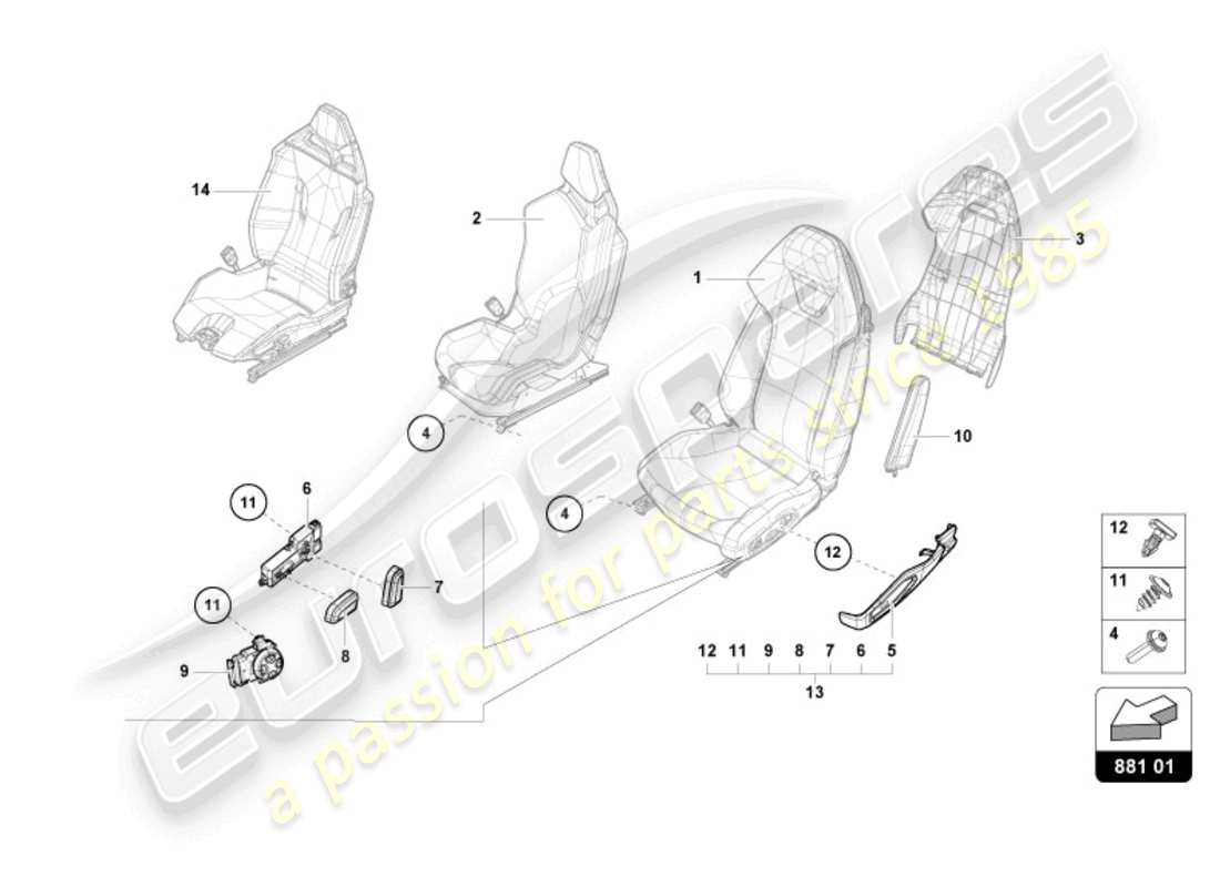 lamborghini sto (2024) seat part diagram