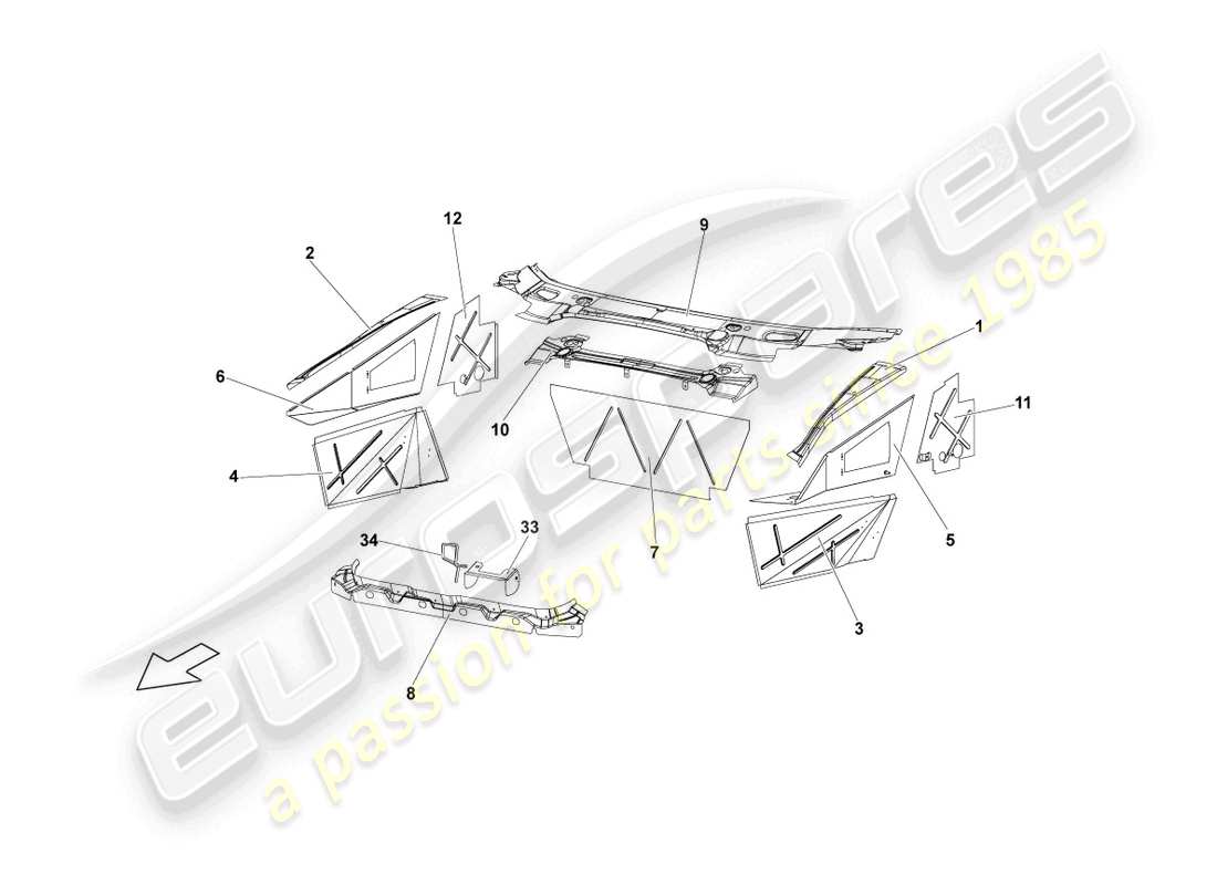 lamborghini reventon roadster frame front parts diagram