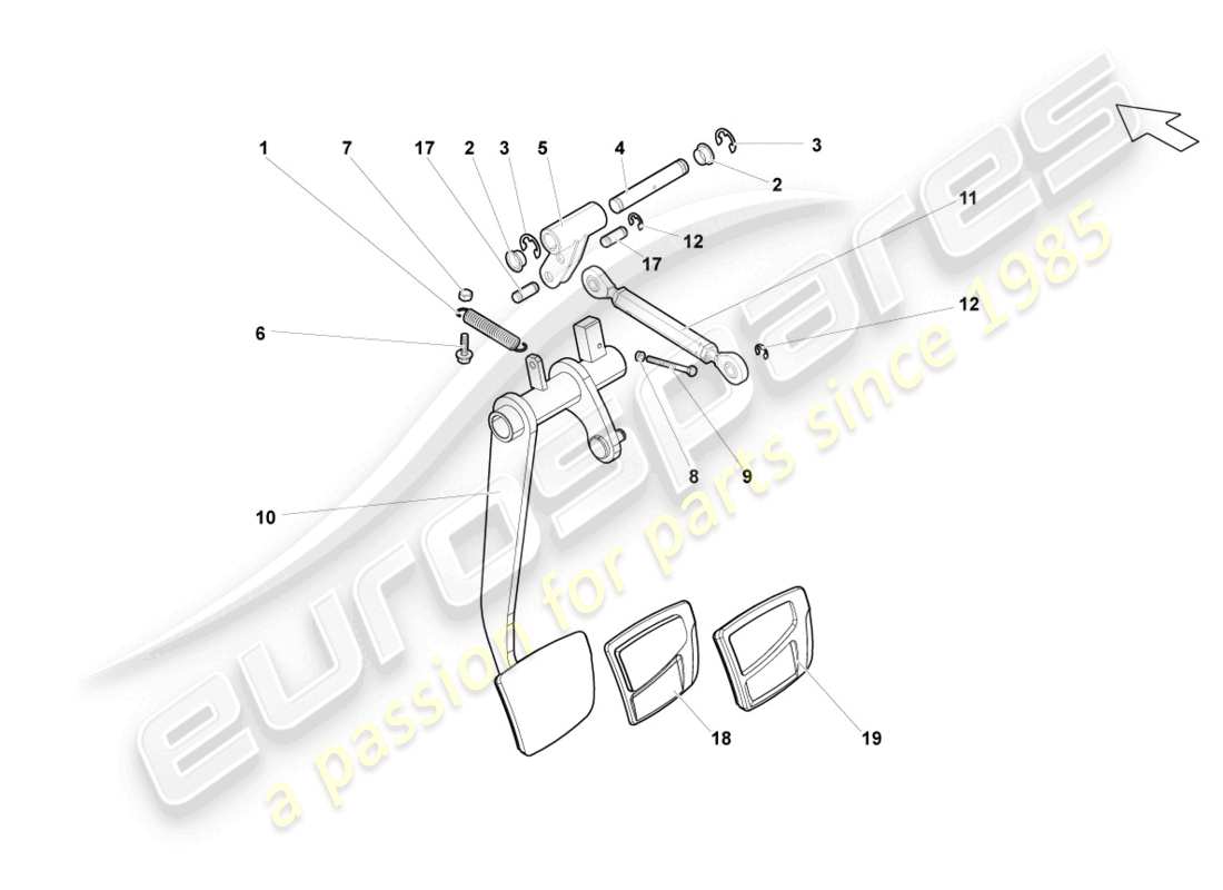 lamborghini lp550-2 coupe (2013) brake pedal parts diagram