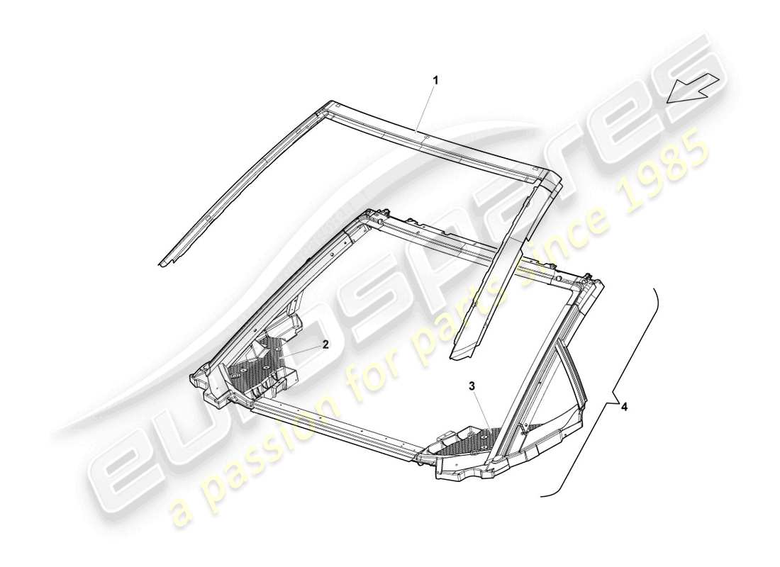 lamborghini lp550-2 spyder (2013) roof frame front parts diagram