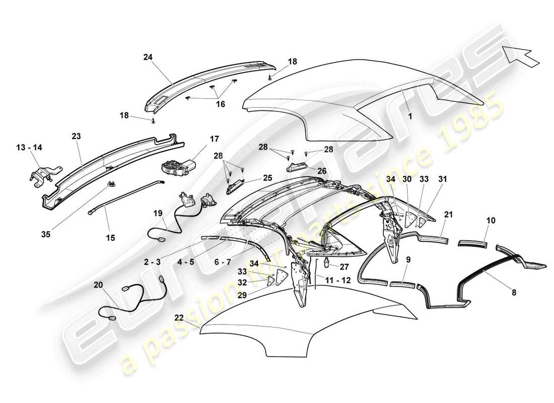 lamborghini lp550-2 spyder (2013) cover - top parts diagram