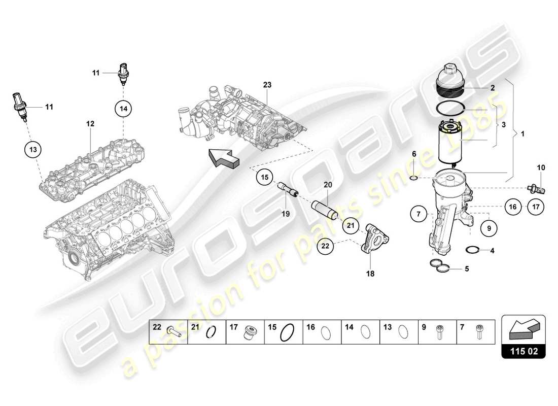 lamborghini sto (2024) oil filter element part diagram