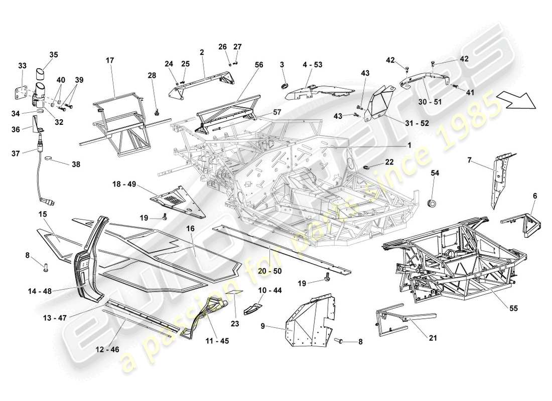 lamborghini lp670-4 sv (2010) frame parts diagram