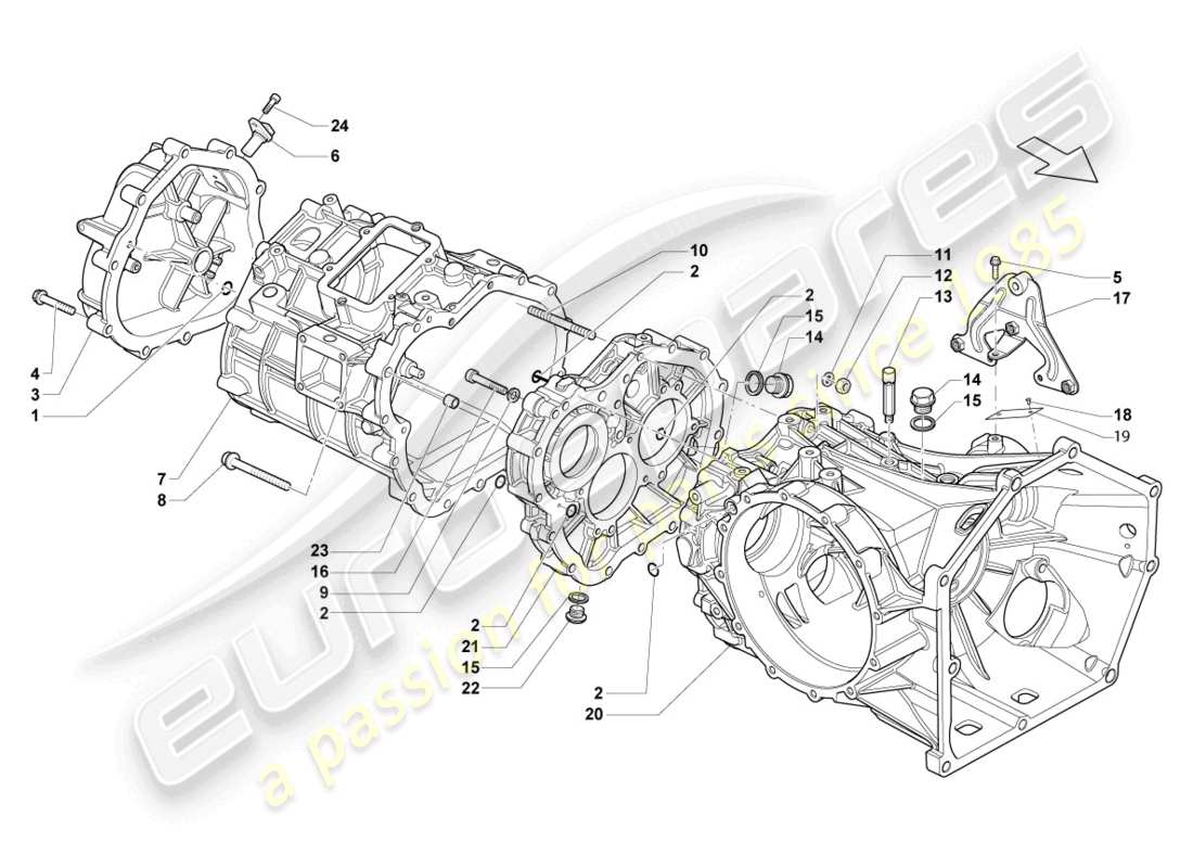 lamborghini lp560-4 spyder fl ii (2014) gear housing parts diagram