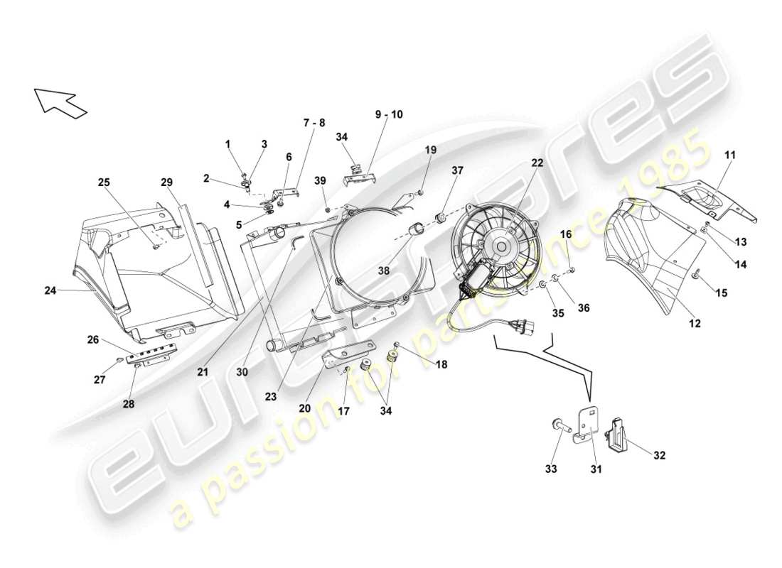 lamborghini lp560-4 spider (2009) cooler for coolant parts diagram