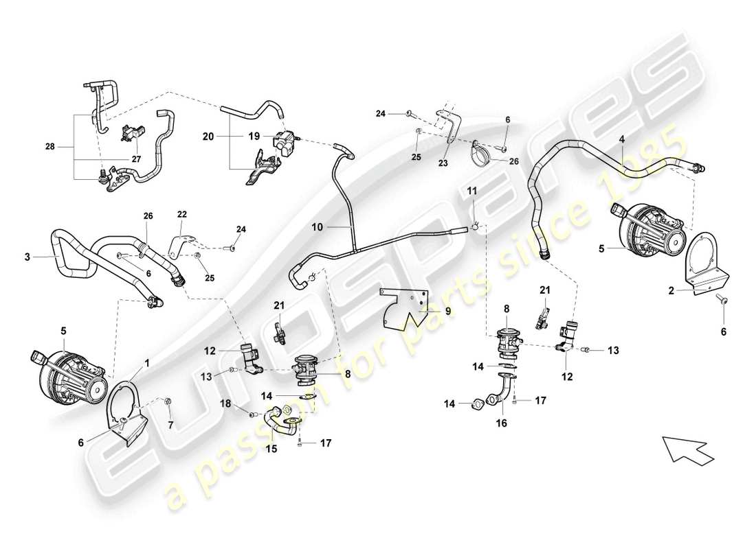 lamborghini lp560-4 spider (2009) secondary air pump parts diagram