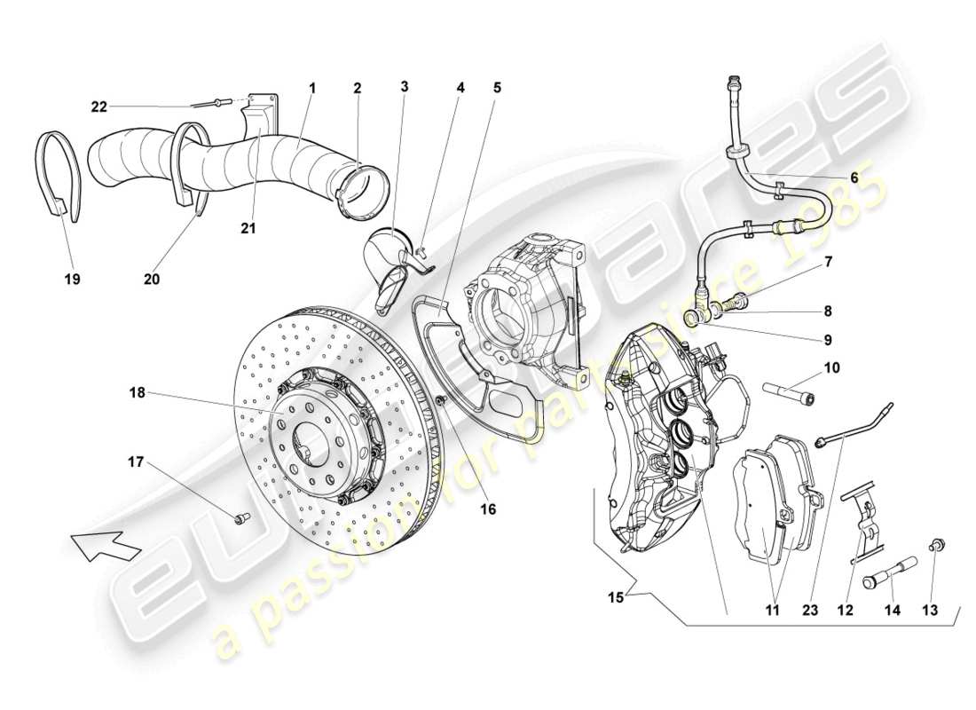 lamborghini lp640 coupe (2010) disc brake front parts diagram