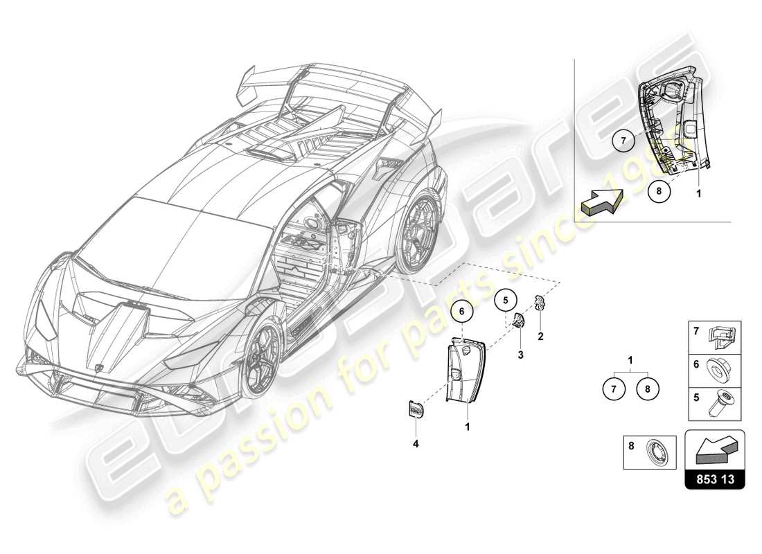 lamborghini sto (2022) cover plate for side member part diagram