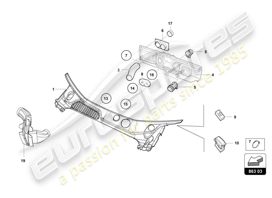 lamborghini super trofeo (2015) plenum panel cover part diagram