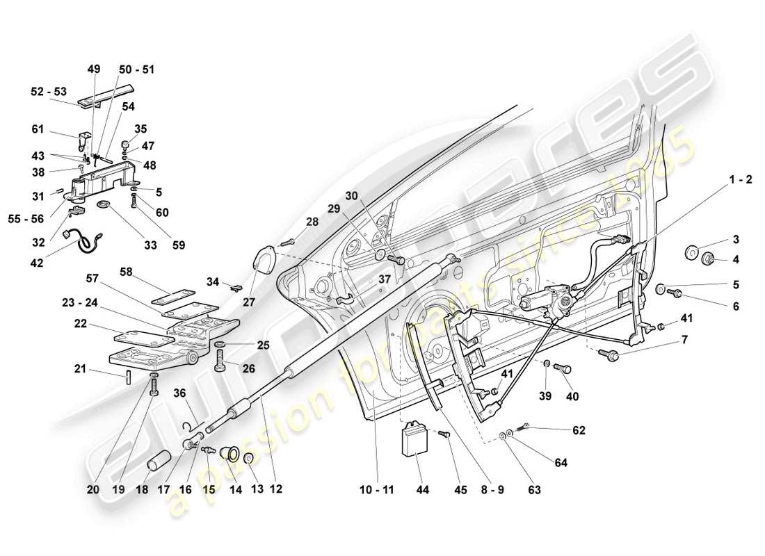 lamborghini lp640 roadster (2008) window regulator part diagram