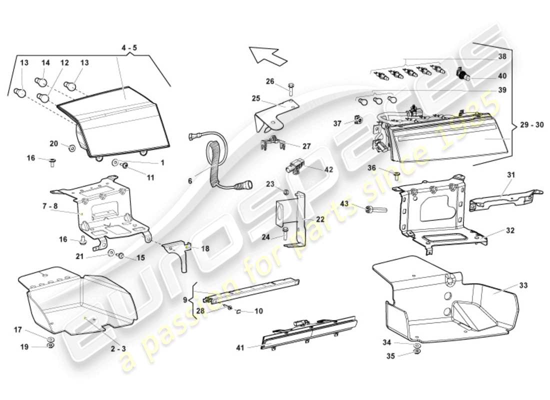 lamborghini lp550-2 coupe (2011) tail light parts diagram