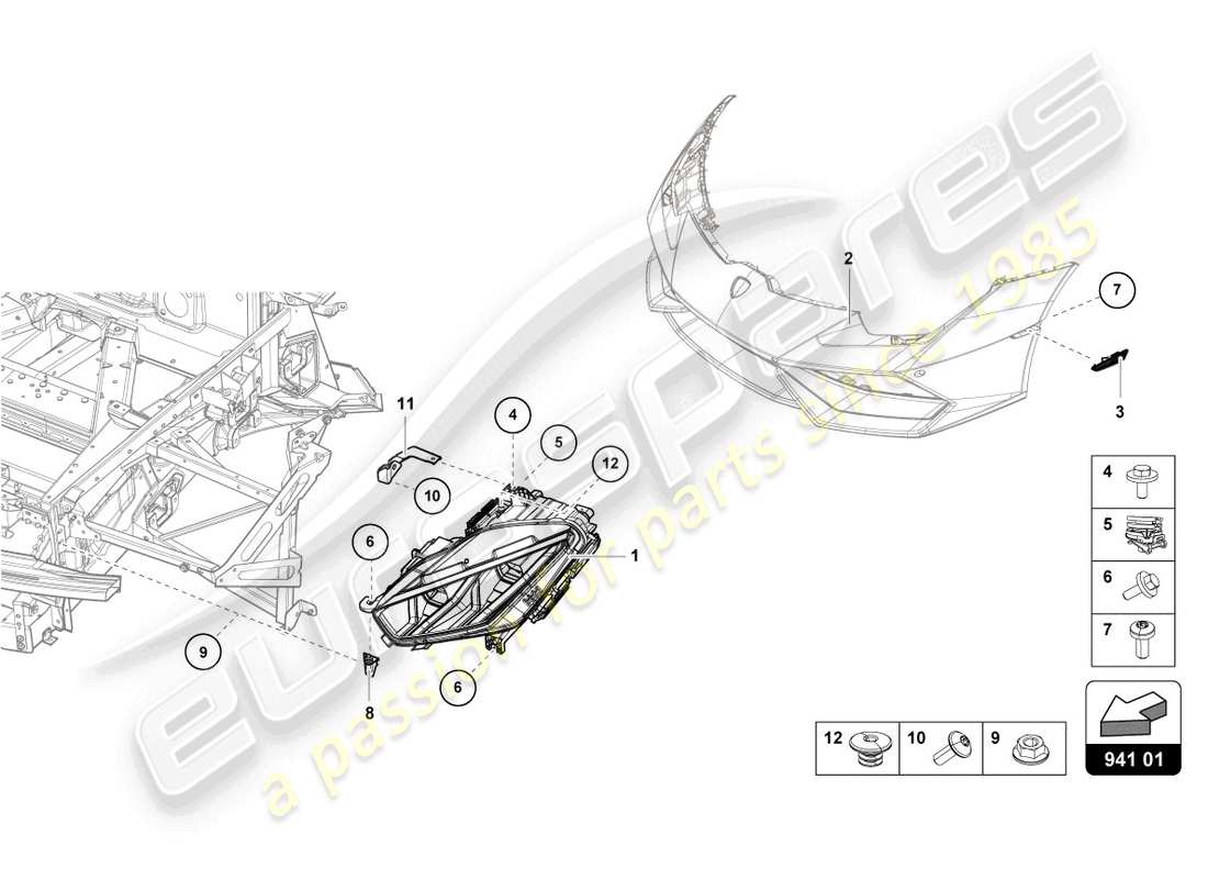 lamborghini sterrato (2024) led headlight front parts diagram