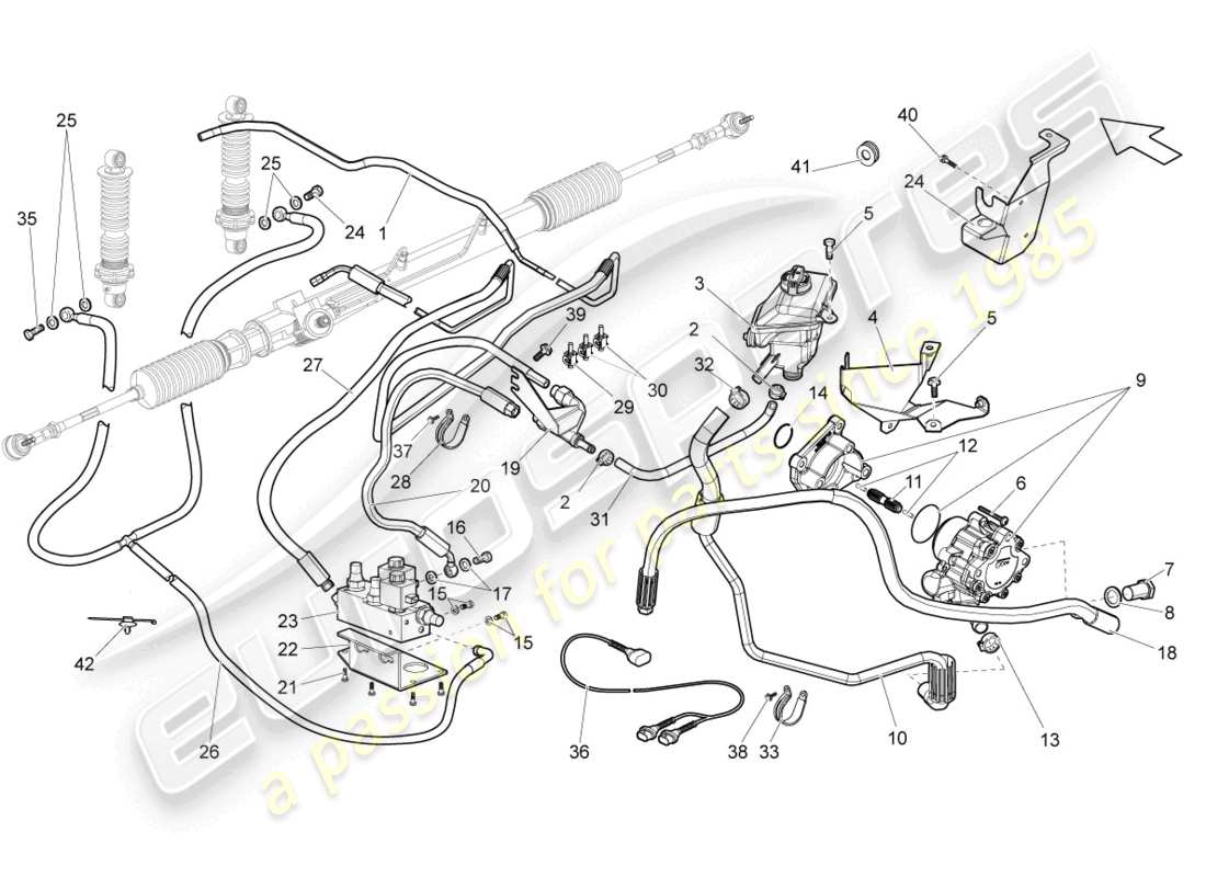 lamborghini gallardo spyder (2007) steering gear parts diagram