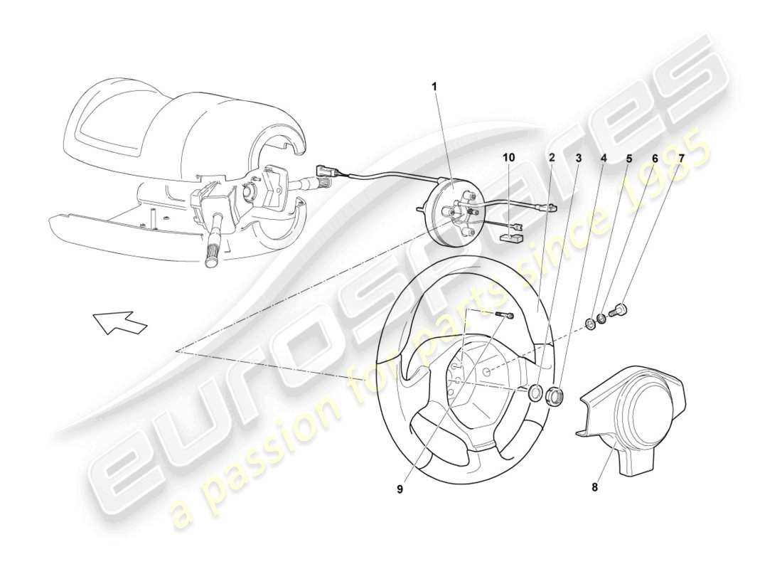 lamborghini lp640 coupe (2009) steering wheel parts diagram