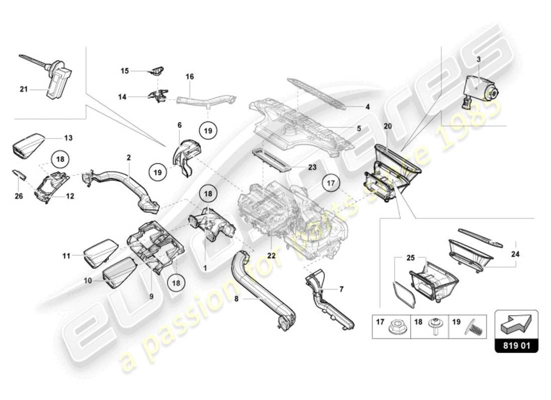 lamborghini sterrato (2024) air vent parts diagram