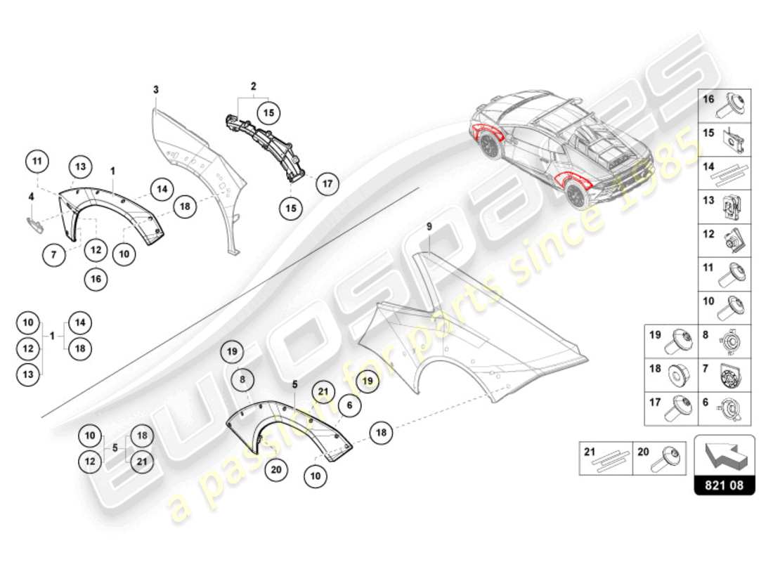 lamborghini sterrato (2024) wheel housing trim parts diagram