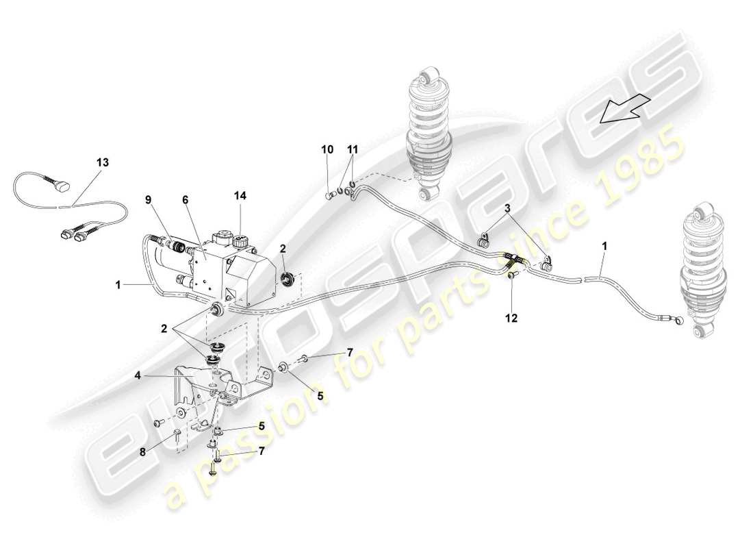 lamborghini lp570-4 spyder performante (2014) hydraulic system and fluid container with connect. pieces parts diagram