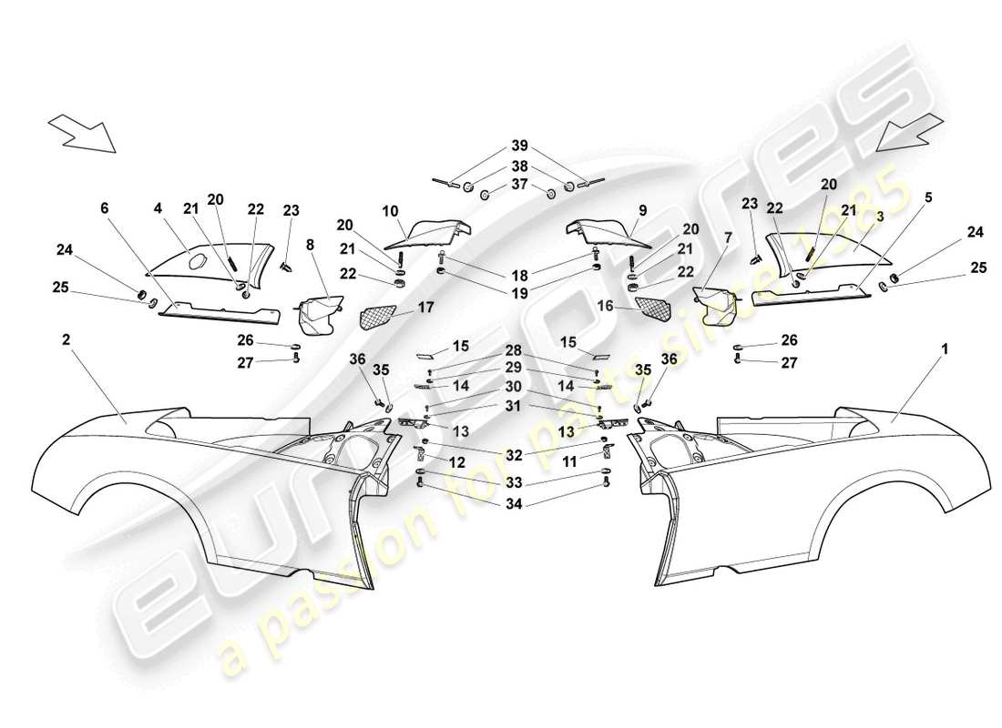 lamborghini lp640 roadster (2007) side part rear parts diagram