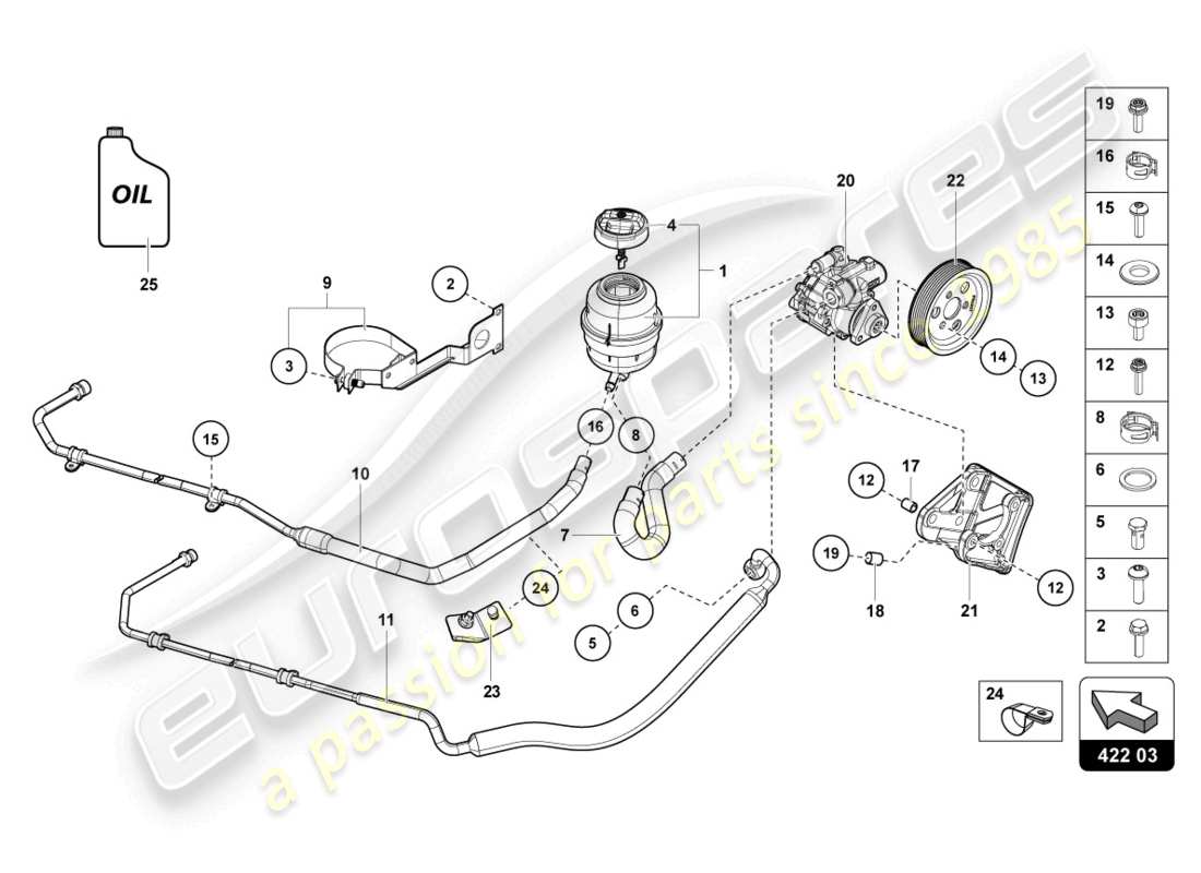 lamborghini lp770-4 svj coupe (2022) electric power steering pump part diagram