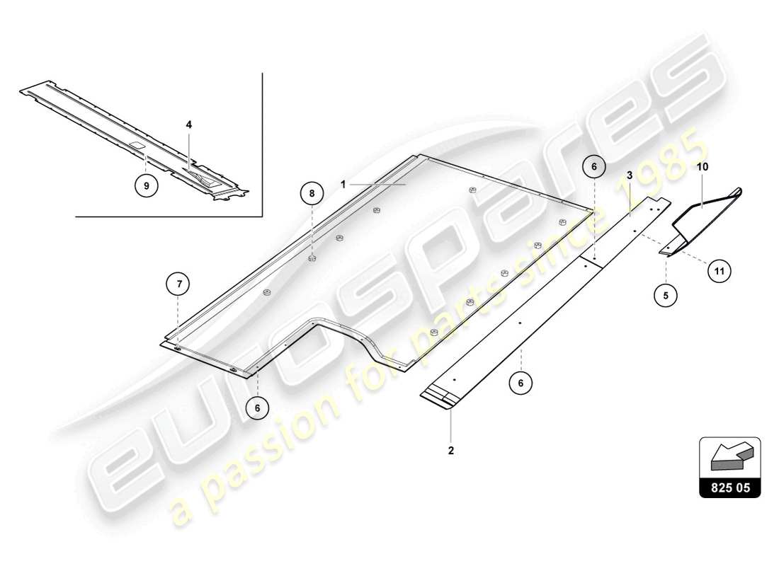 lamborghini super trofeo evo (2018) central floor part diagram