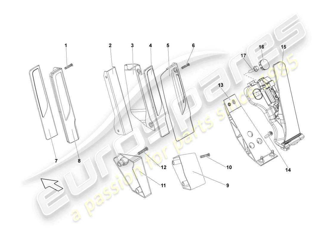 lamborghini lp550-2 coupe (2011) accelerator pedal parts diagram