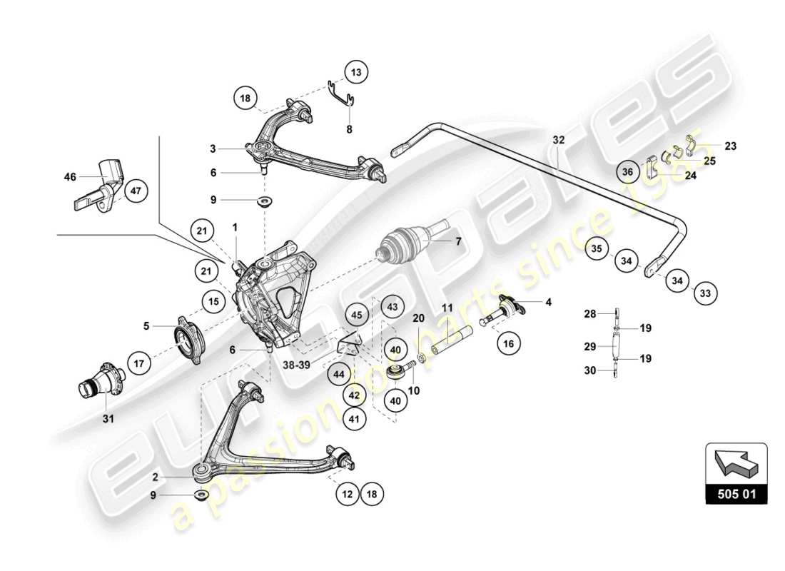 lamborghini super trofeo (2015) rear arms parts diagram