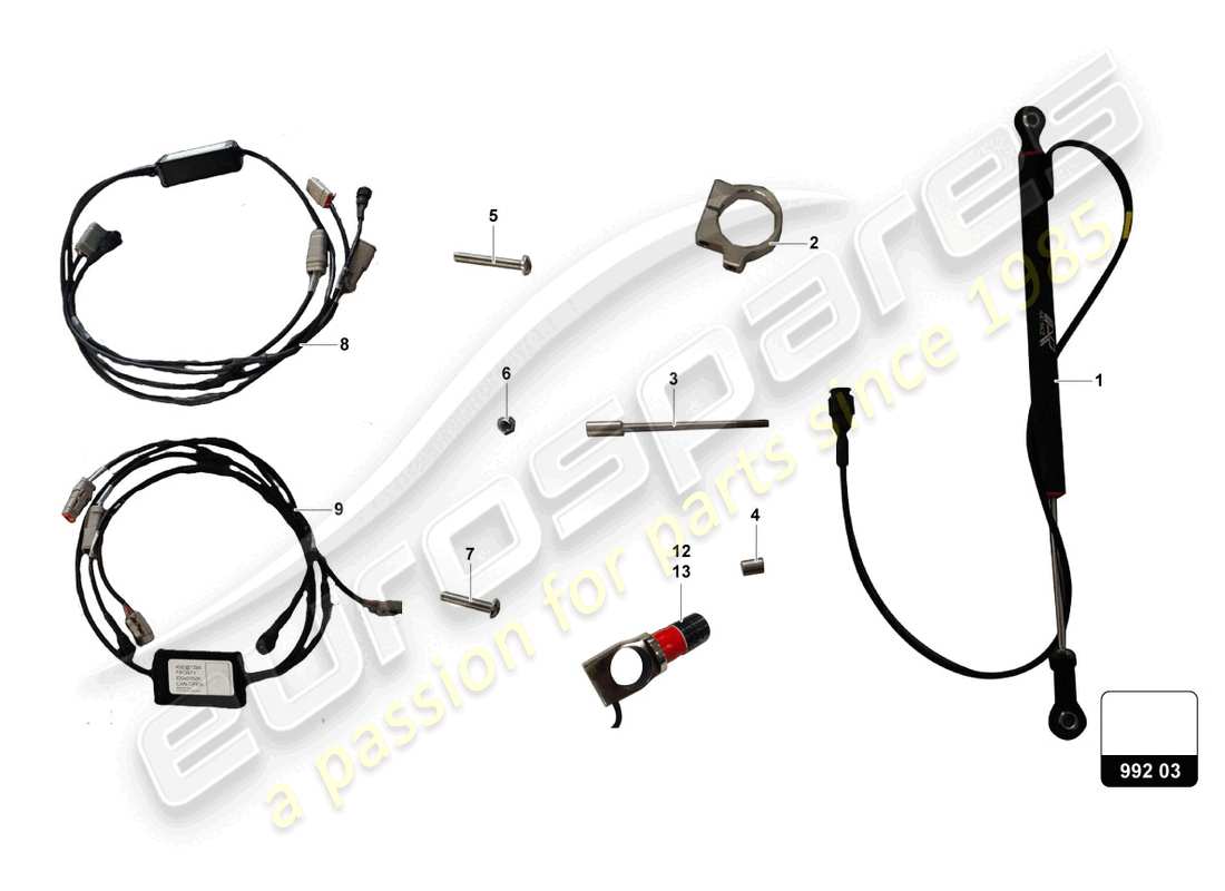 a part diagram from the lamborghini super trofeo evo 2 (2022) parts catalogue