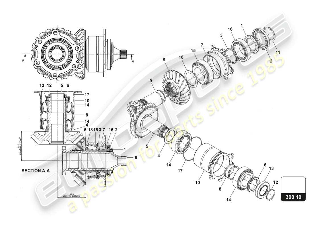 lamborghini super trofeo (2015) crownwheel & pinion assembly parts diagram