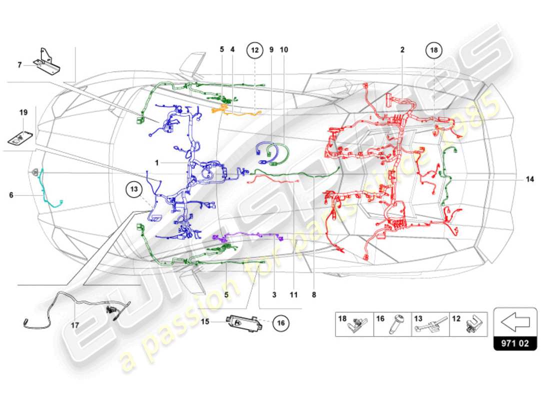 a part diagram from the lamborghini aventador ultimae parts catalogue