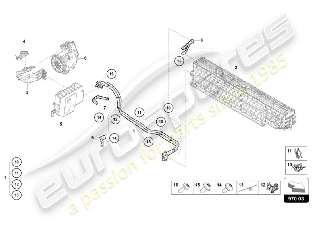 VIEW PARTS DIAGRAMS FROM THE LAMBORGHINI REVUELTO PARTS CATALOGUE a part diagram from the lamborghini revuelto parts catalogue