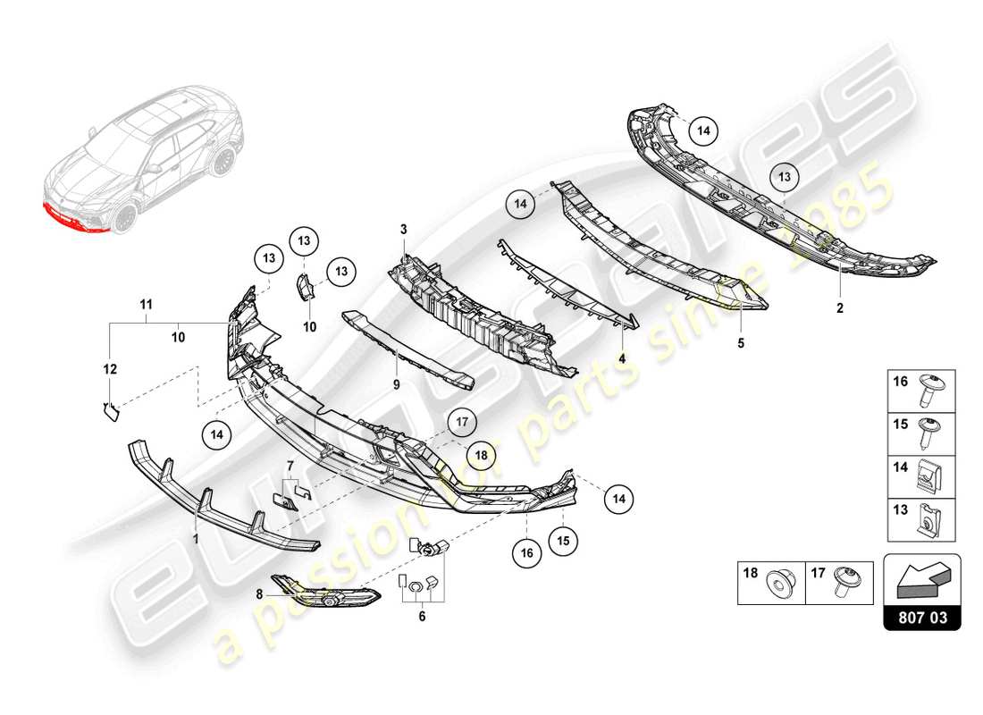 a part diagram from the lamborghini urus (2021) parts catalogue