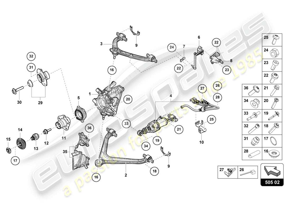 a part diagram from the lamborghini tecnica (2023) parts catalogue