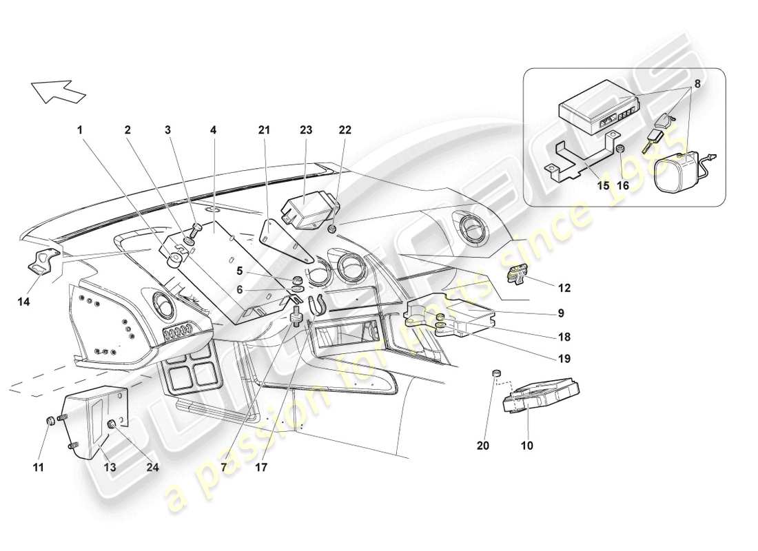 VIEW PARTS DIAGRAMS FROM THE LAMBORGHINI MURCIELAGO PARTS CATALOGUE a part diagram from the lamborghini murcielago parts catalogue
