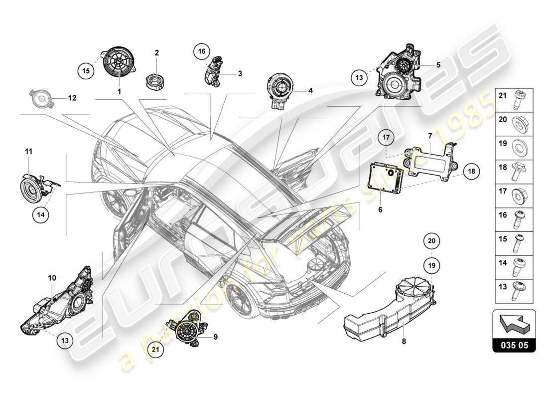 VIEW PARTS DIAGRAMS FROM THE LAMBORGHINI URUS PARTS CATALOGUE a part diagram from the lamborghini urus parts catalogue