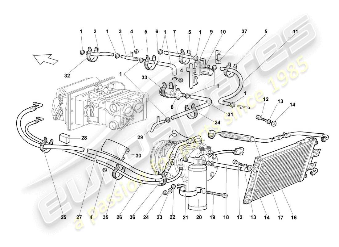 VIEW PARTS DIAGRAMS FROM THE LAMBORGHINI MURCIELAGO PARTS CATALOGUE a part diagram from the lamborghini murcielago parts catalogue