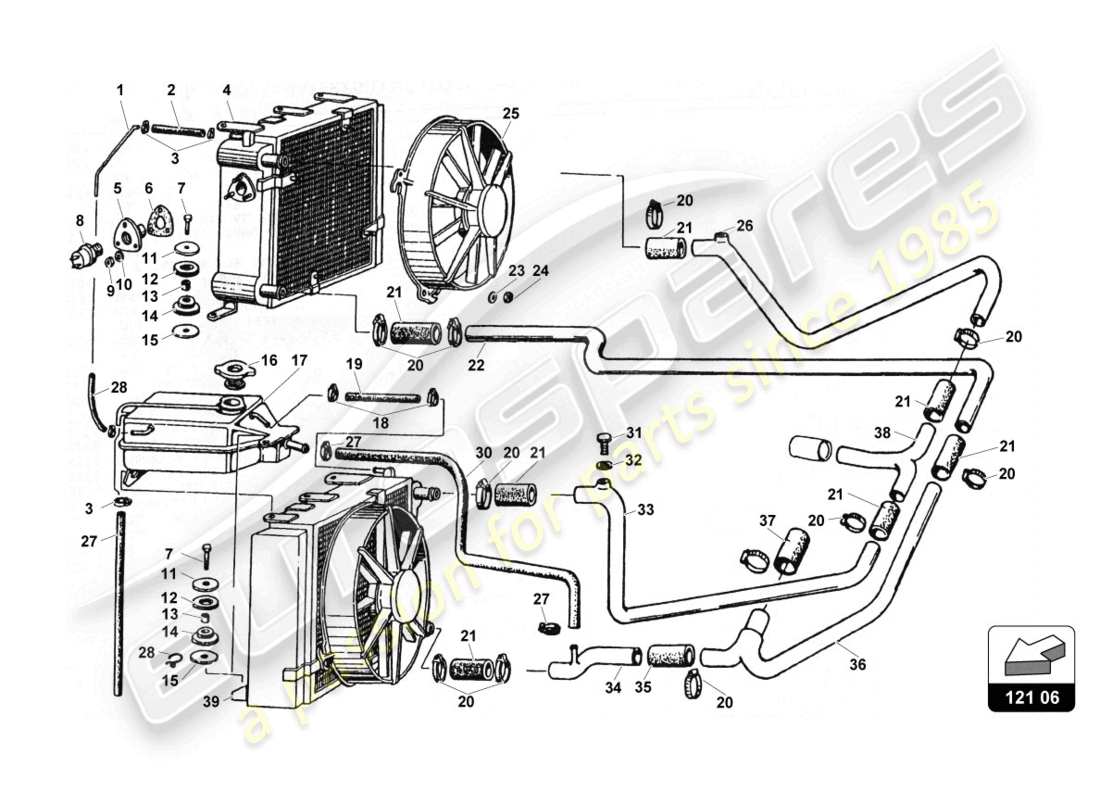 a part diagram from the lamborghini countach 25th anniversary (1989) parts catalogue