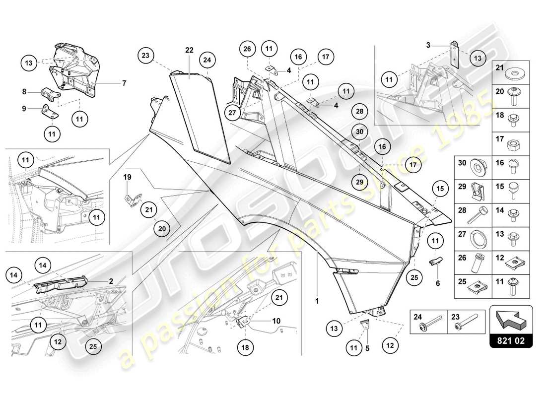 a part diagram from the lamborghini aventador ultimae parts catalogue