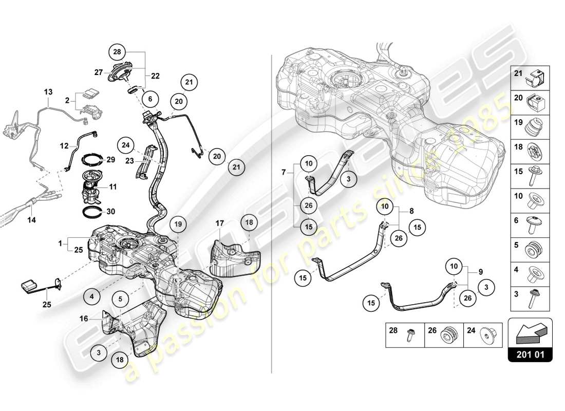 a part diagram from the lamborghini urus (2021) parts catalogue