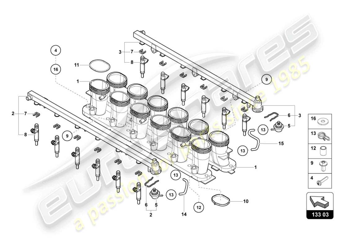 a part diagram from the lamborghini aventador ultimae parts catalogue