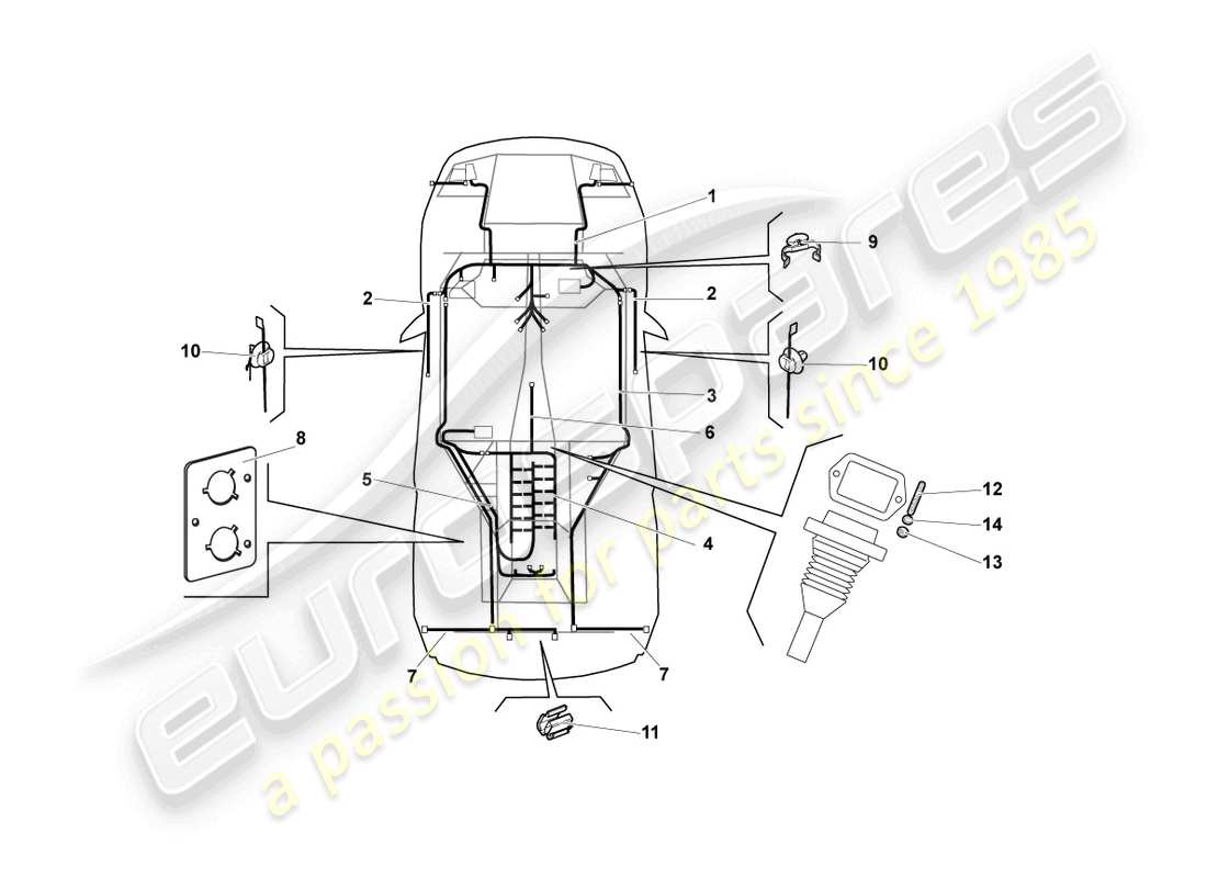 VIEW PARTS DIAGRAMS FROM THE LAMBORGHINI MURCIELAGO PARTS CATALOGUE a part diagram from the lamborghini murcielago parts catalogue
