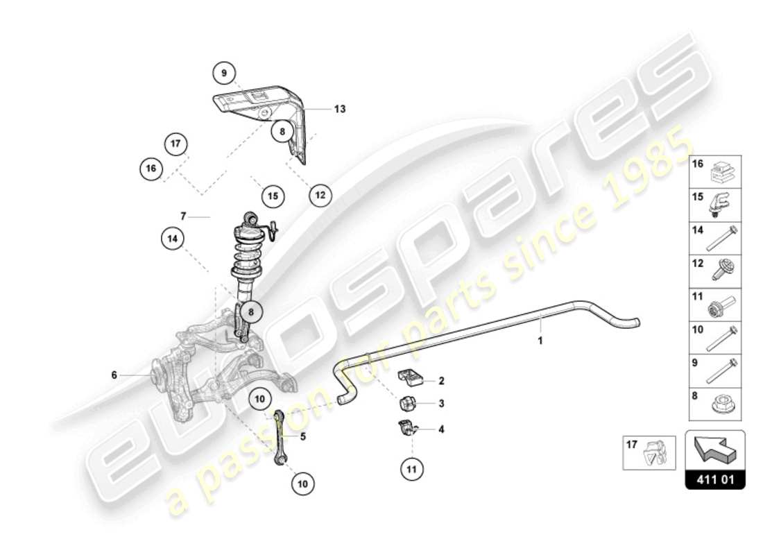 a part diagram from the lamborghini huracan tecnica parts catalogue