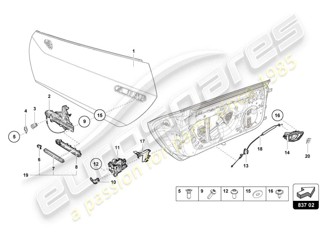 lamborghini evo coupe (2021) door handles parts diagram